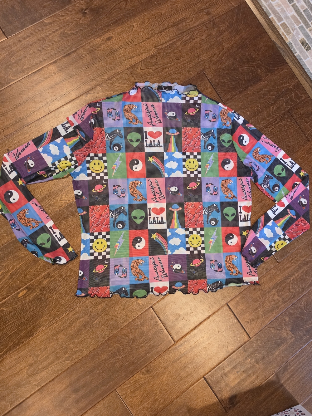 Dressed in LALA Multi-Color Graphic Patchwork Long Sleeve Top